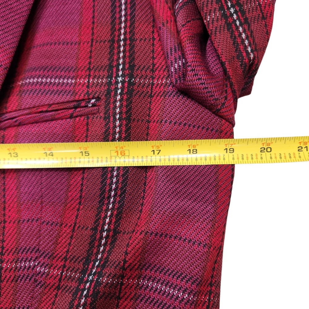Rag & Bone Size 4 Margot Plaid Blazer Luxury Designer Vamp Goth Maroon Burgundy - Picture 8 of 11